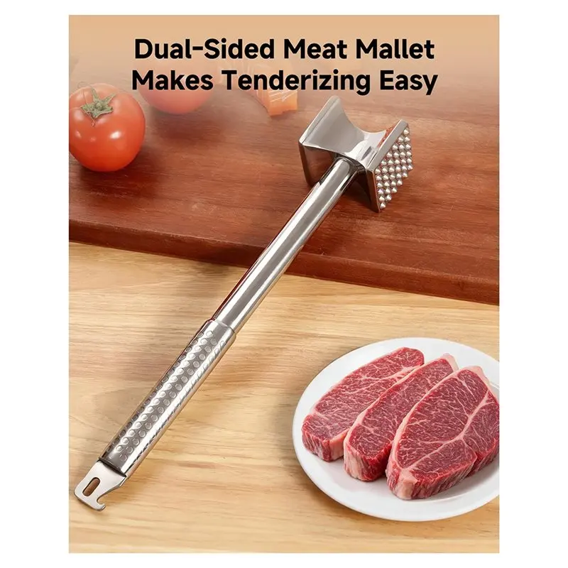 【THANKSGIVING DAY】Heavy-Duty For-For Chicken, Beef& Veal Meat Tenderizer Mallet-Ergonomic Kitchen Hammer Design