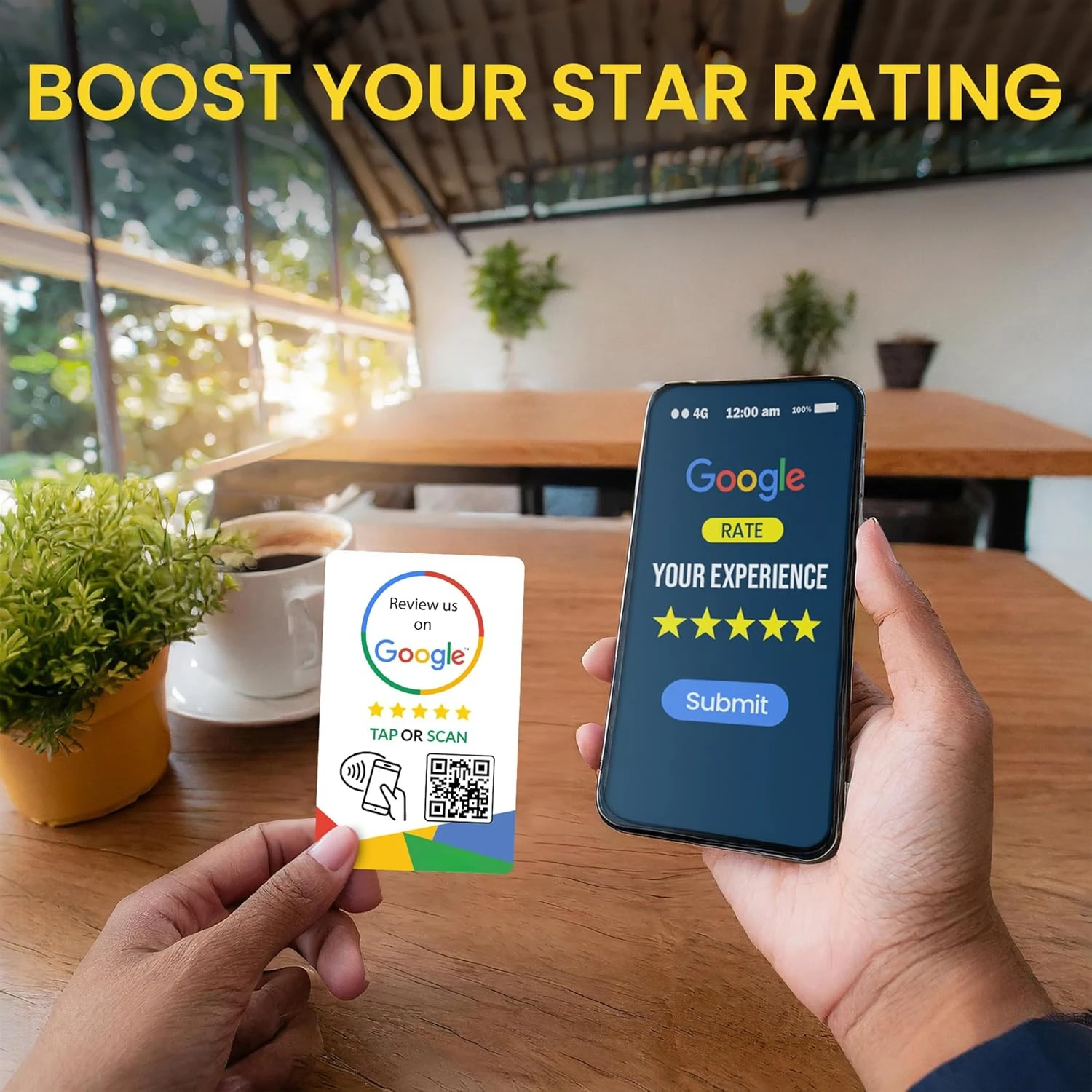Google Review Tap Cards Follow Us & Facebook Social Reviews & Followers  Compatible All Phones Tap NFC & QR