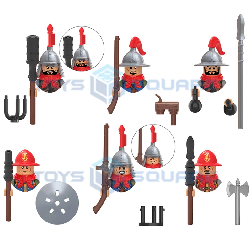 The Ancient Three Eye Blunderbuss Soldier Grenadier Pikeman Model Blocks MOC Bricks Set Gifts Toys For Children KT1090