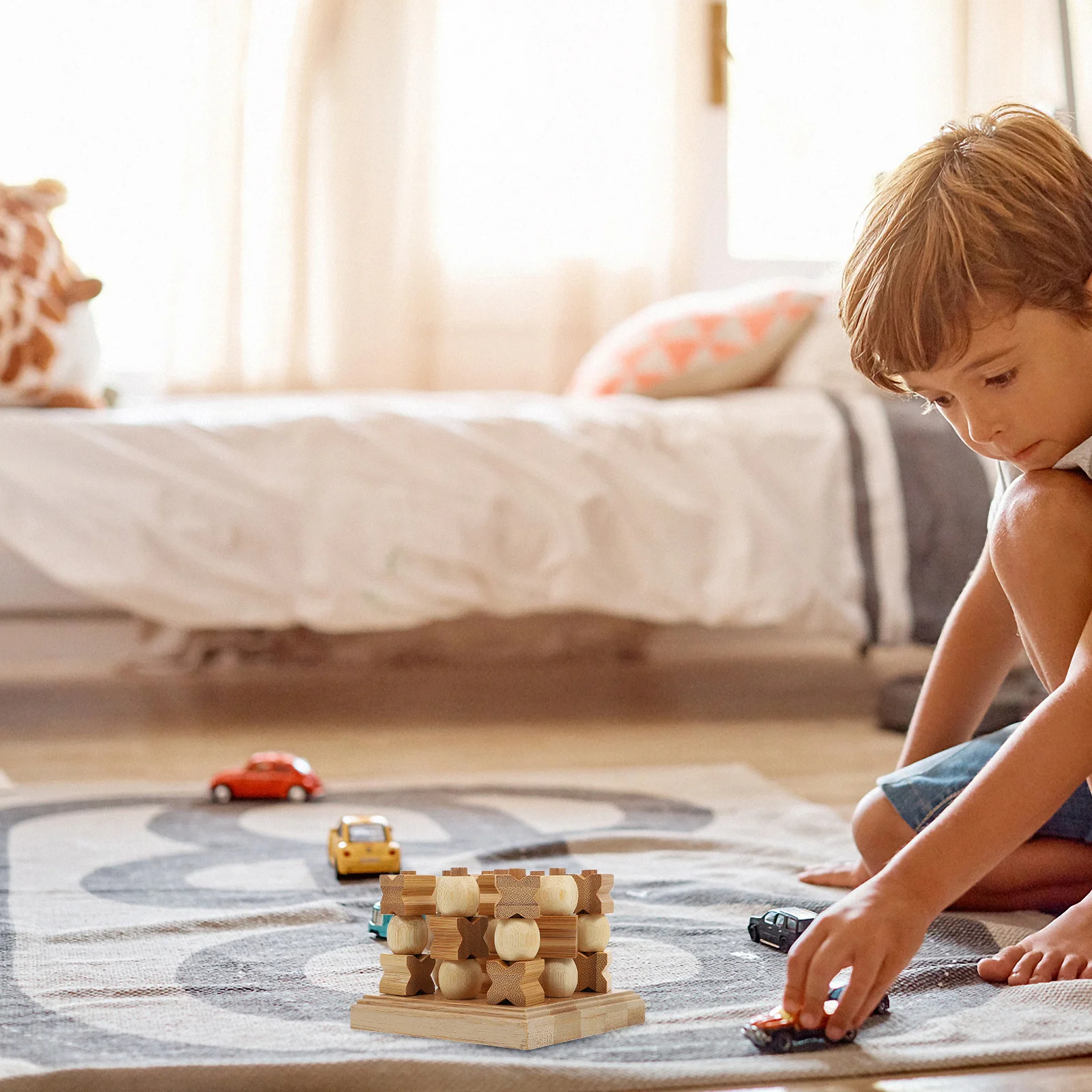 1 pz 3D Tictactoe Gioco educativo di scacchi Marrone chiaro Durevole Sicuro Gioco di allenamento creativo per l'intelligenza