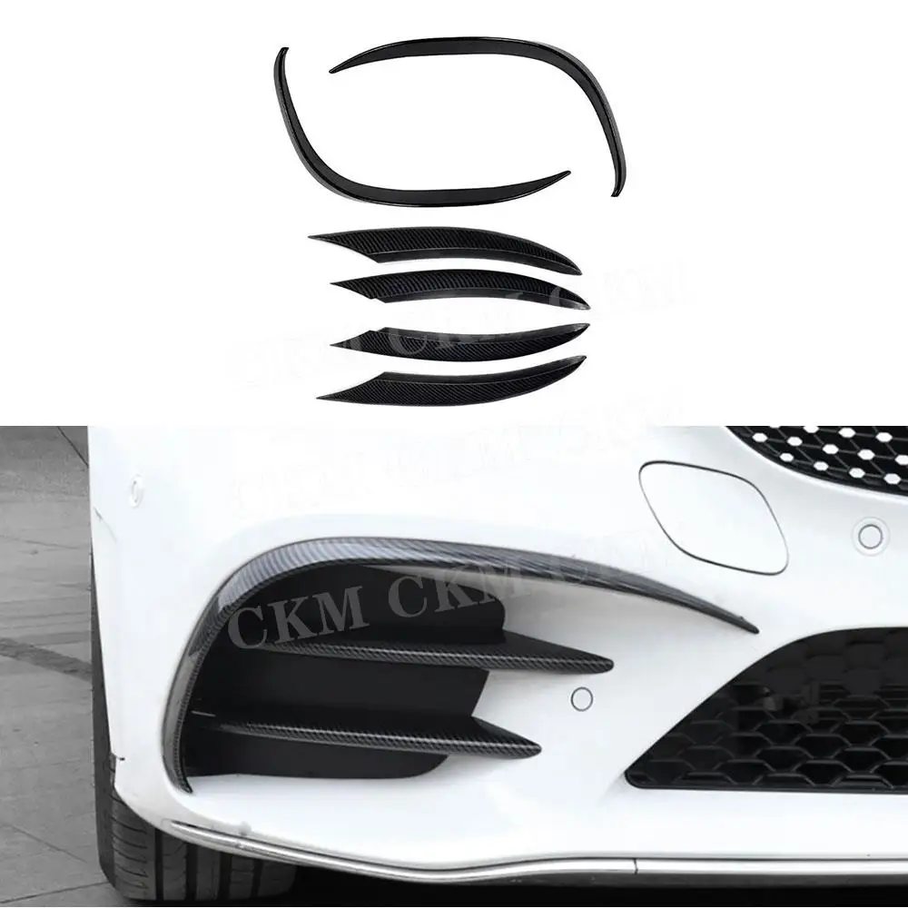 

ABS Material for Benz C Class W205 C205 Sport 2019 - 2022 Front Bumper Fog Lamp Splitter Strip Trim Grille Cover Decoration