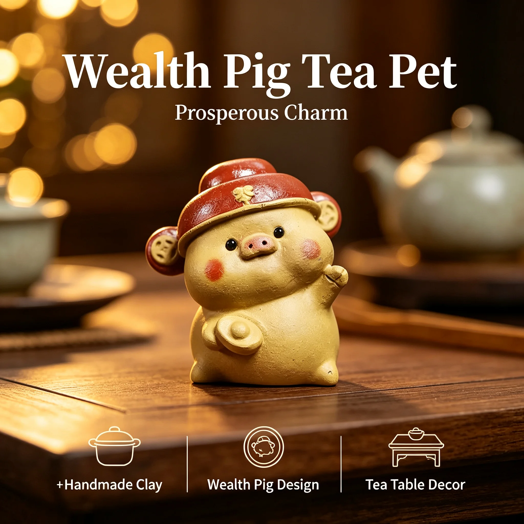 Purple Clay Duan Clay God Wealth Pig Tea Pet Handmade Ingot Figurine Small Ornament For Tea Ceremony Desktop Table Decor