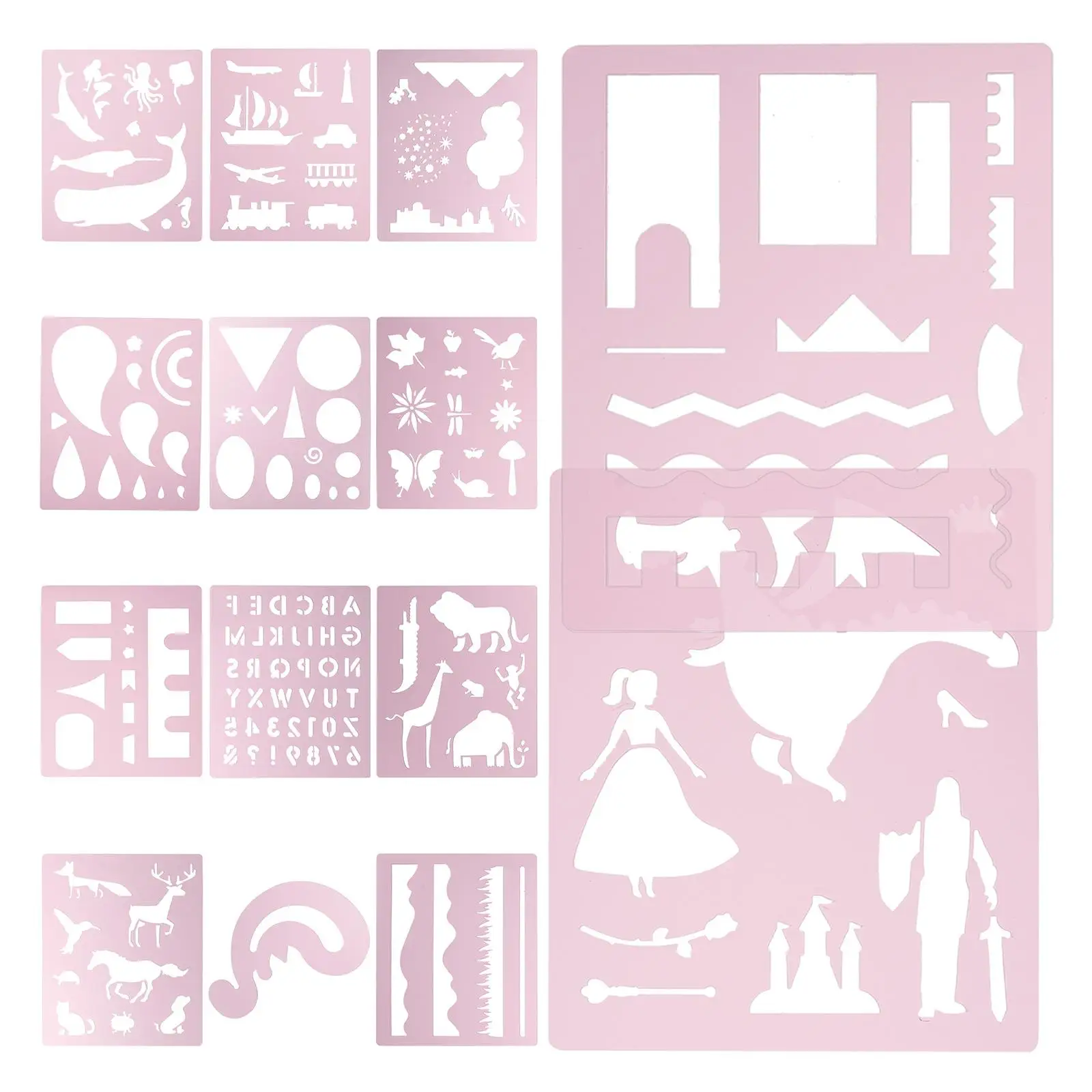 

14pcs Hand Account Templates PET Plastic Reusable Kids DIY Stencils for Scrapbooking Painting Wall Decor Student