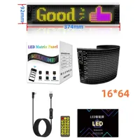 Led Scrolling Matrix Panel 16*64 IP65 USB 5V Multilingual App Programmable Flexible Screen Display Cartoon Led Car Sign for Ad.