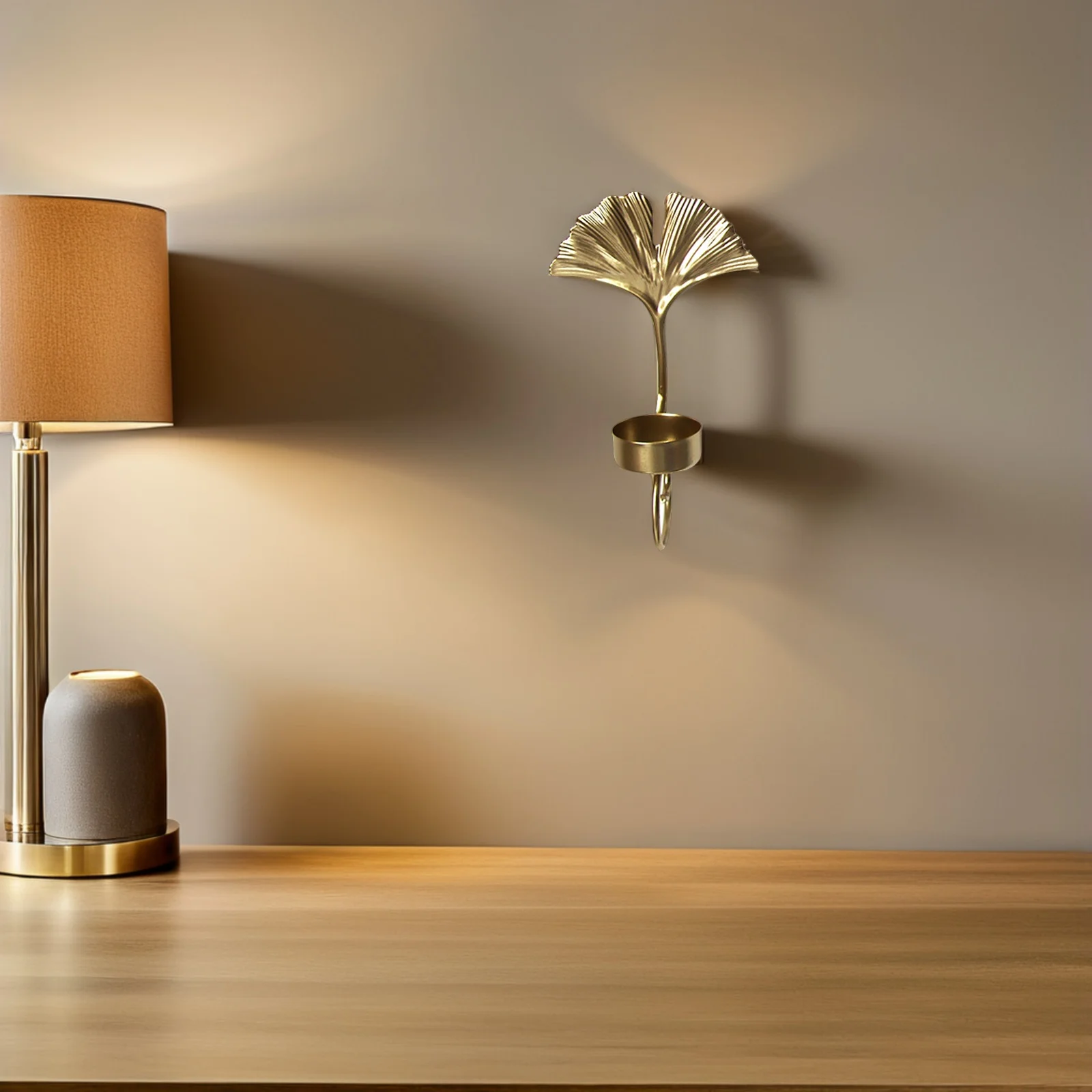 

3pcs Wall Holders Golden Leaf Iron Vintage Candlestick Wall-Mounted Candelabra Space-Saving Simple Stand