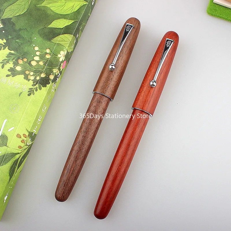 JINHAO Wood Fountain Pen Hand Polished Long Knife Big Size Long Knife Nib Ink Pen Luxury Business Writing Smooth Student Gift