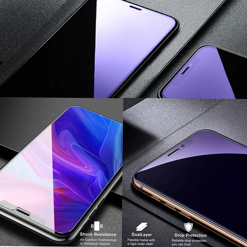 3Pcs Anti Blue Light Tempered Glass For IPhone 15 12 11 Pro XR X XS Max 8 7 6s 14 Plus 13 Mini SE2022 Screen Protector