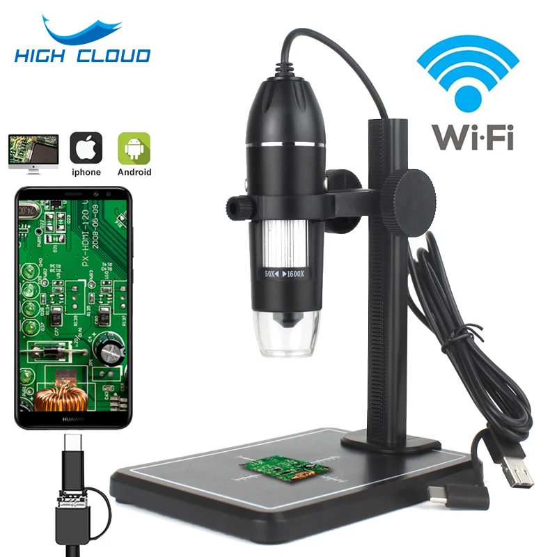 

Wireless USB Digital Microscope1600X WiFi Handheld Zoom Magnification Endoscope Camera Magnifier 8 LED Compatible Android IOS PC