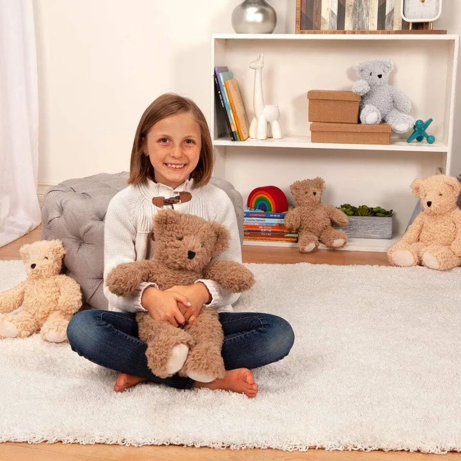 18インチのアーモンドブラウンのぬいぐるみテディベア、睡眠に最適、超柔らかく心地よい、アメリカ製、寝室やギフトに最適