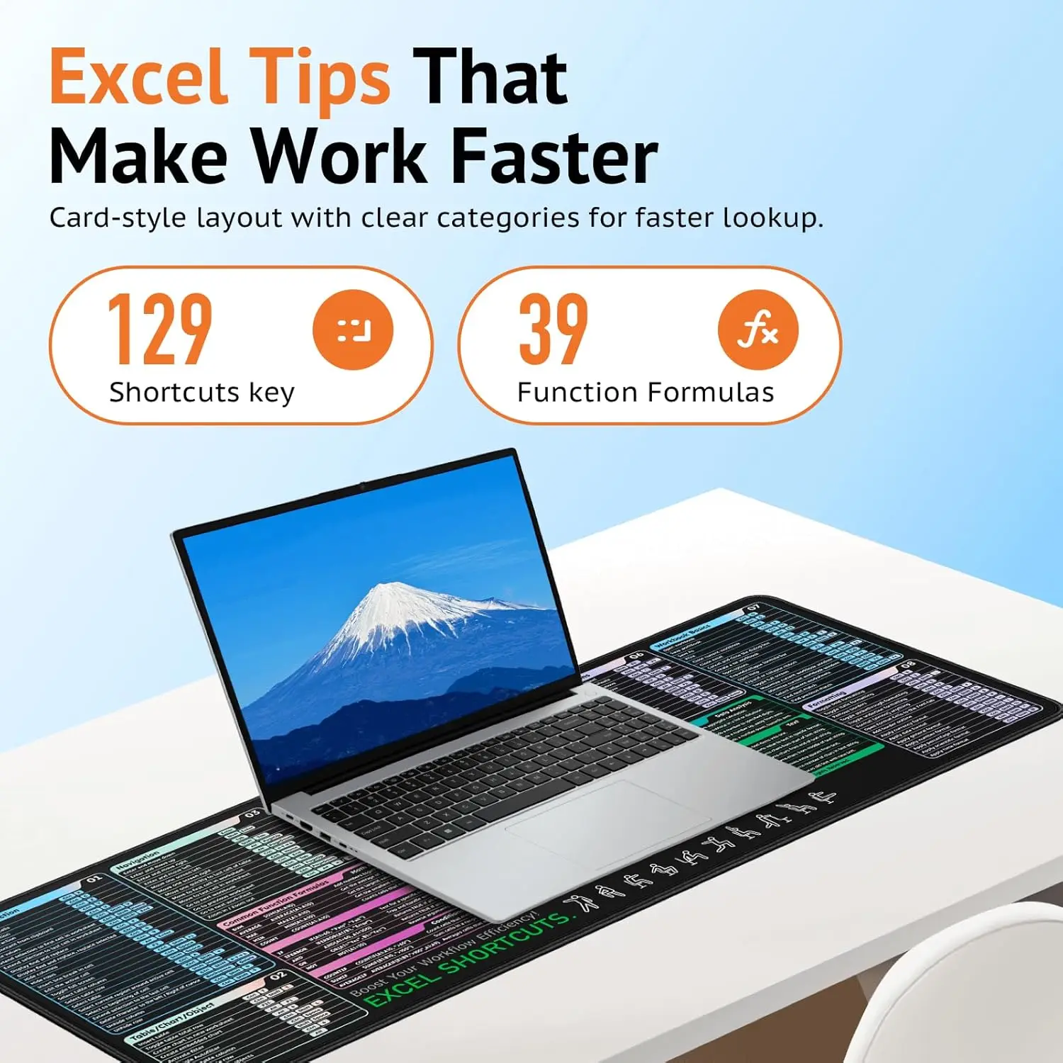 Excel Shortcut Keyboard Mouse Pad 31.5