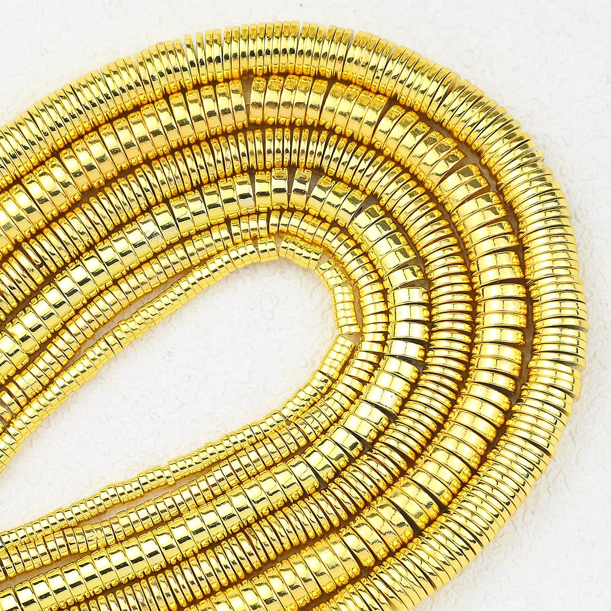 1 Strand 18K Gold Flat Round Hematite Natural Stone Spacer Loose Beads For Jewelry Making DIY Bracelets Necklaces 15'' 3/4/6/8mm