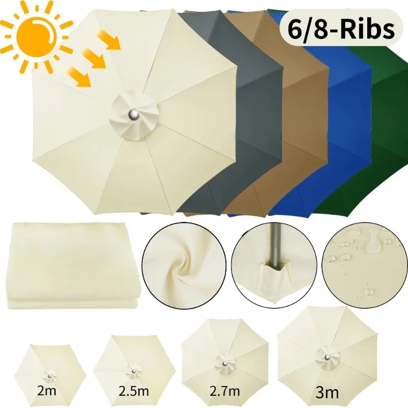 

Waterproof Replacement Umbrella Cloth 2/3M Outdoor Patio UV-Protection Canopy Cover Replacement Parasol Cover for Balcony Garden