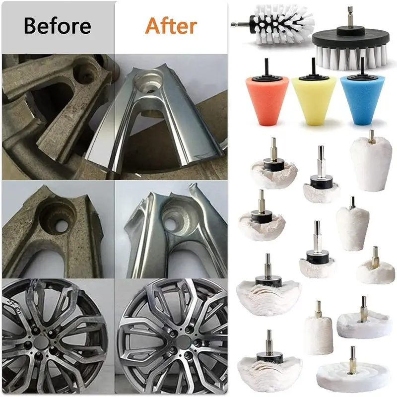 *ABKM Polishing Pad Buffing Wheel Kit 17Pack, Buffing Wheel Drill for Metal Aluminum Stainless Steel Chrome Wood Plastic Etc