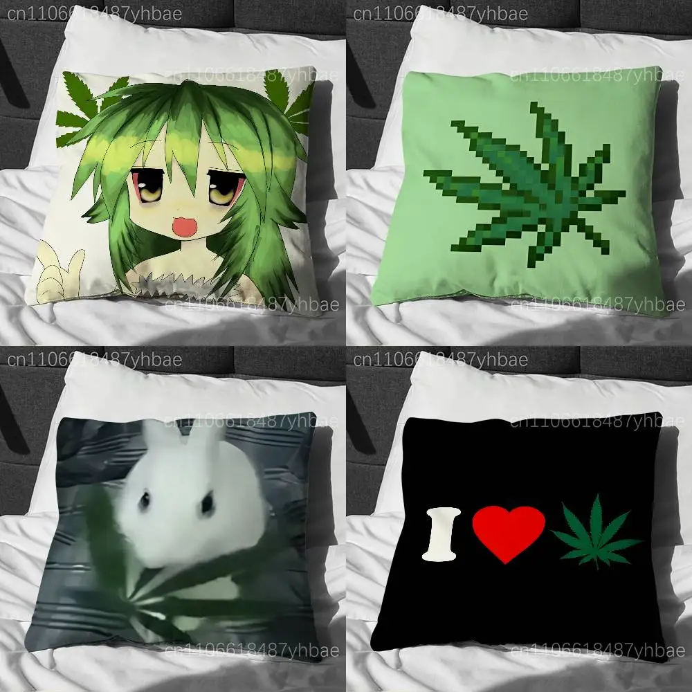 

Funny W-Weed Memes Leaves Pillow Case Cover Square Sofa With For Pattern Comfortable Cushion suitable Of Room