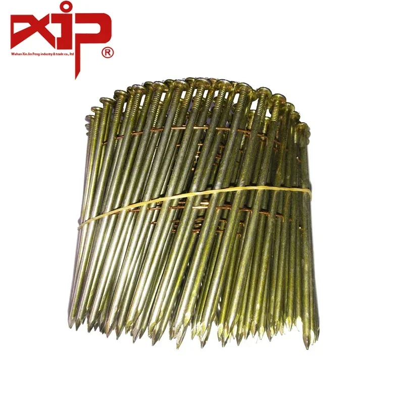 15-Degree Collated Wire Coil Full Round Head XJP 120mm Painted Coil Nail Clavos En Rollo Para Pallet for Siding and Fencing