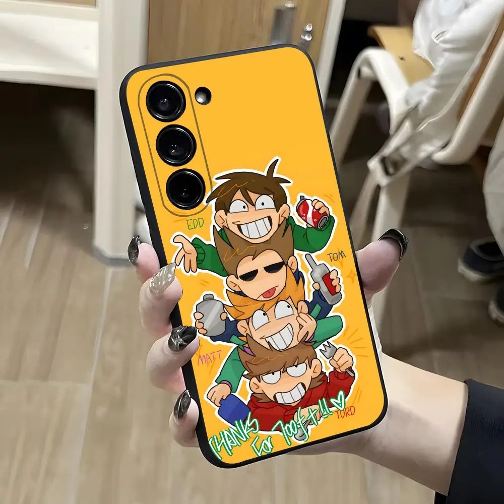 Animated E-Eddsworld Phone Case For Samsung S25 S24 FE S23 S22 S21 Plus S20 Ultra Note20Ultra Black Soft Shell