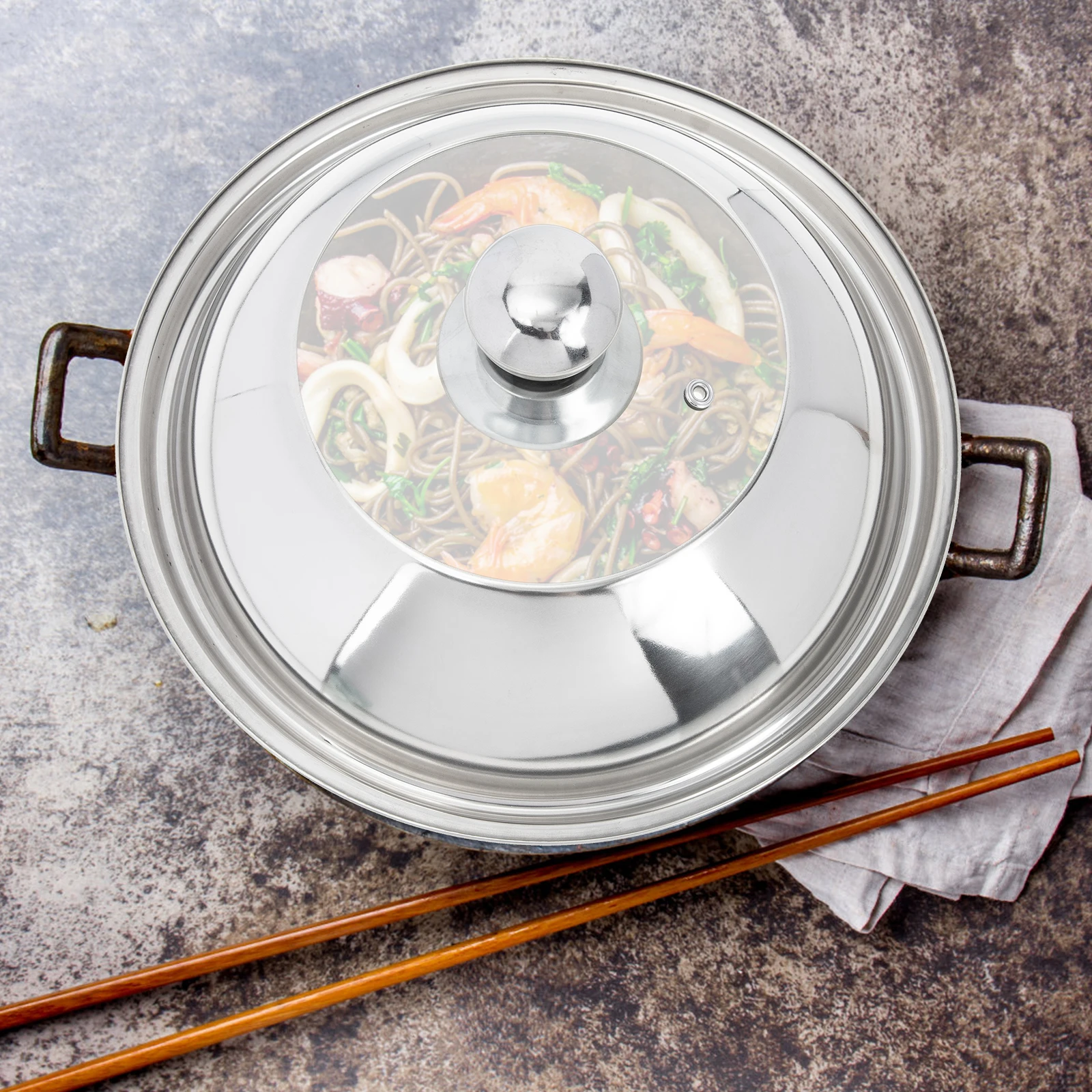 

Pot Cover Stainless Steel Kitchen Gadget Multi-Function Heat-Resistant Anti-Scald Cooking Accessory Home Hotel Use