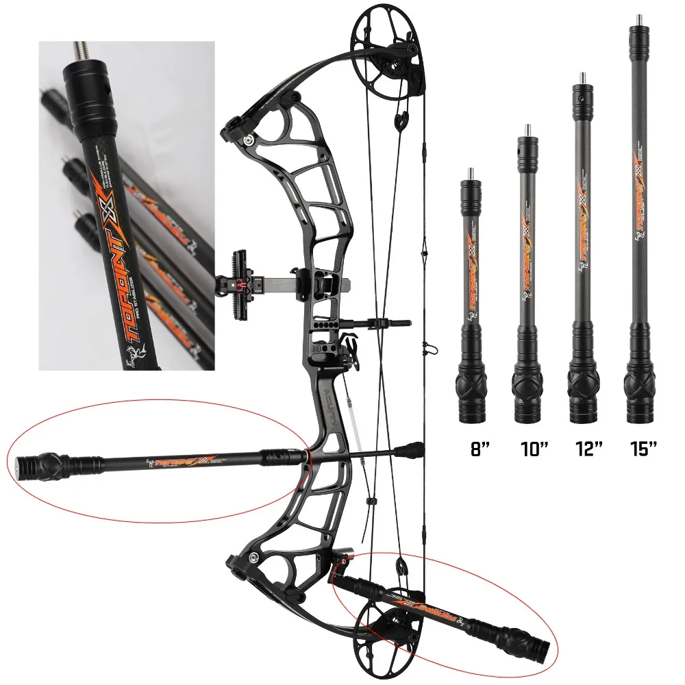 

Bow Stabilizer 8/10/12/15inch CNC Shock Absorber Damper Compound Recurve Hunting Shooting Target Archery 3K Carbon Damping