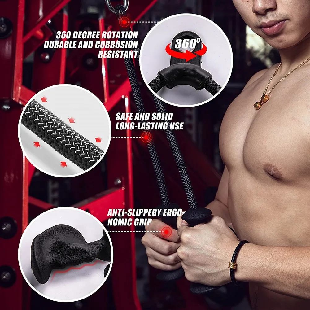 Corde ergonomique pour triceps avec poignée en caoutchouc naturel antidérapant, côtes vers le bas, plus de fibres musculaires, ULde gymnastique pour pousser, DScottsdale