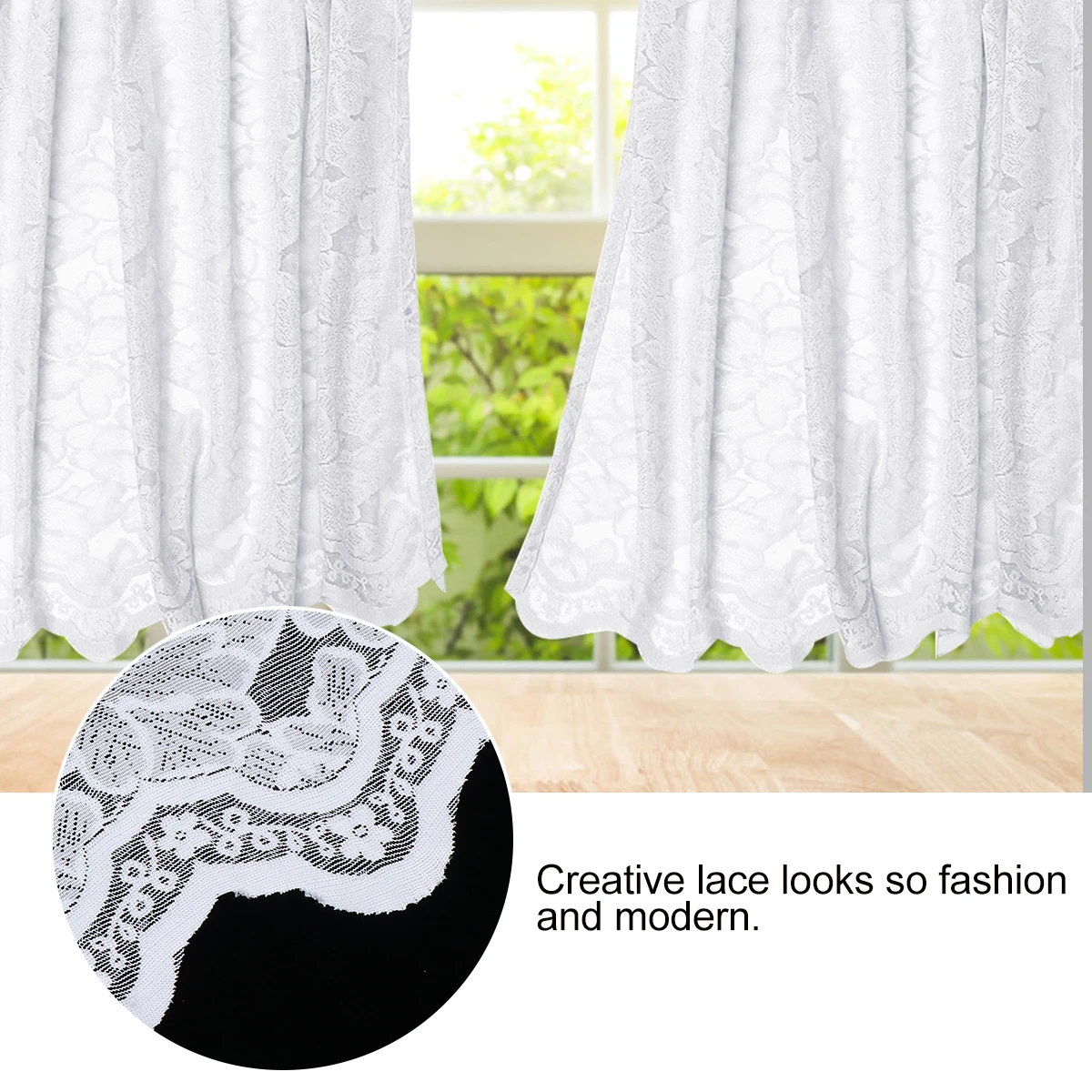 

Lace Short for Window Half Blackout Decorative Curtains Cozy Romantic Reusable Lace Curtain Easy Install Remove