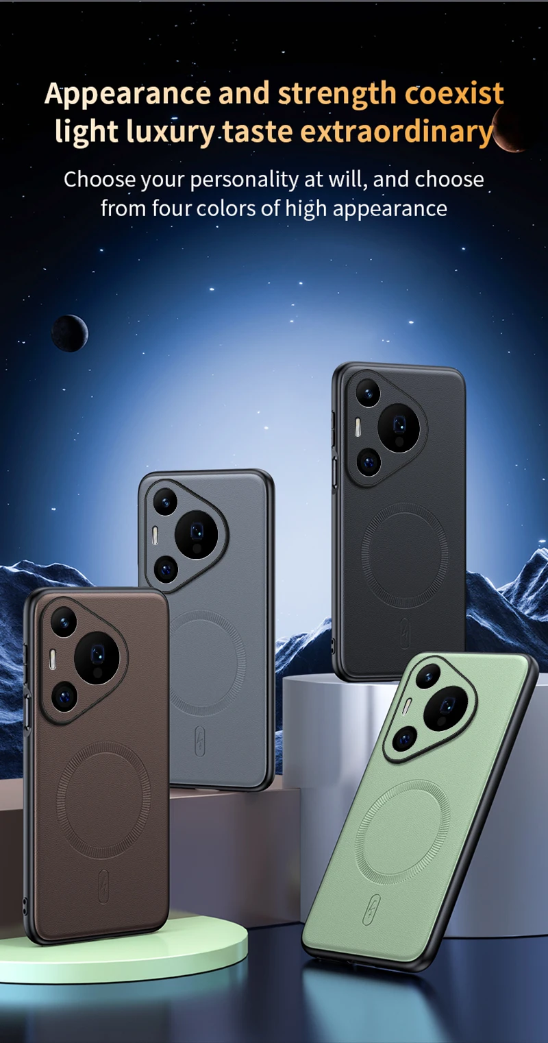 Für Huawei Pura 70 Pro: Magnetische Schutzhülle aus Leder, hochwertige, rutschfeste PC+TPU-Hülle mit Anti-Fingerabdruck-Beschichtung. – Detail 7