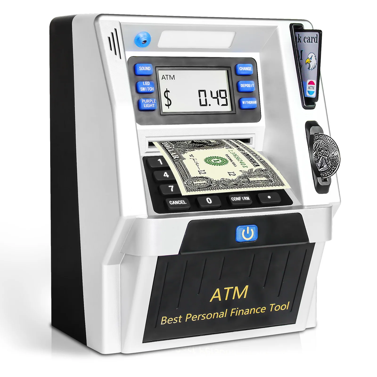 Automatic Deposit ATM Money Box, Electronic Piggy Bank, ATM Money Saver with Card Insertion Password Security for Kids Adults