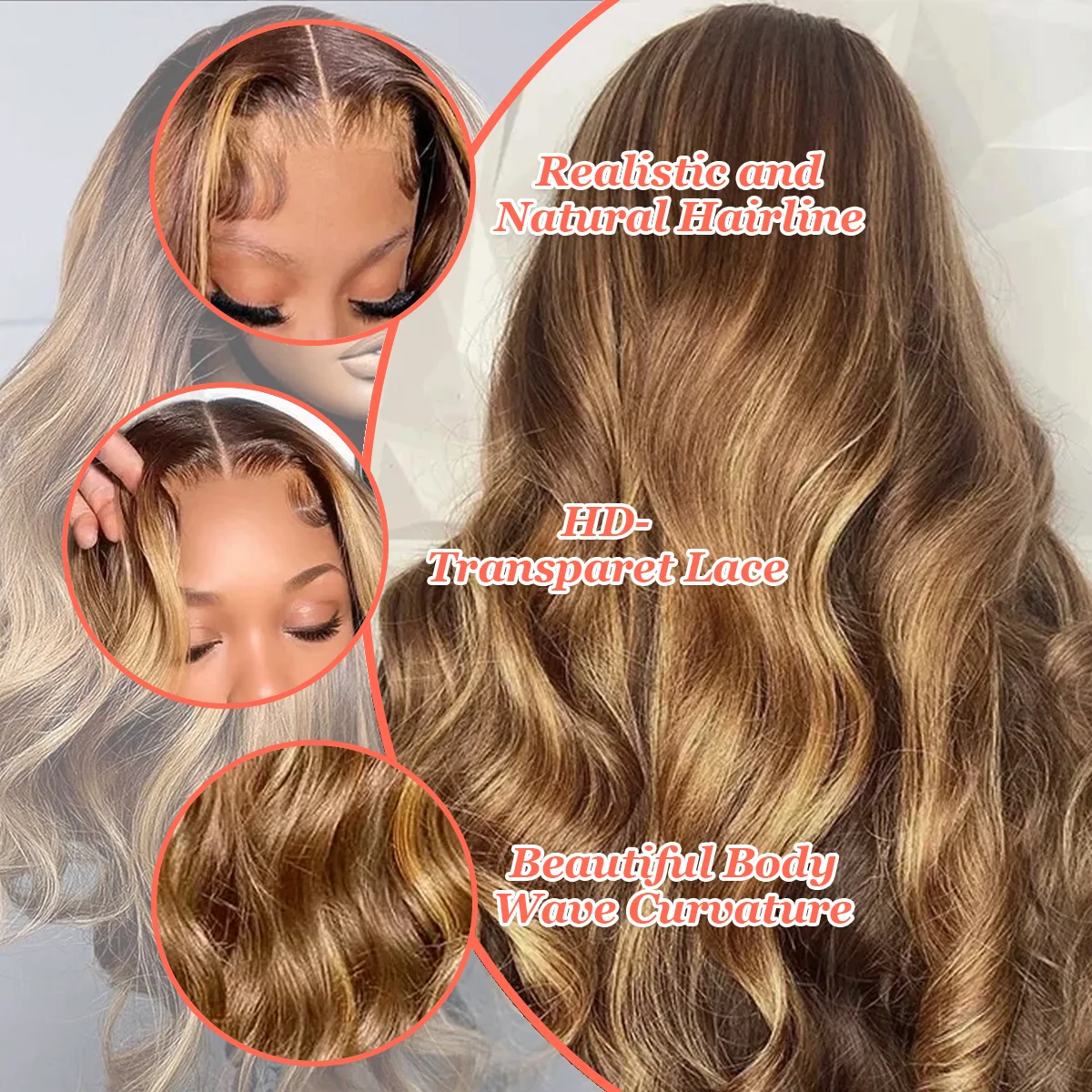 36 дюймов P4/27 Highlight 220% Плотность Объемная волна 13x4 13x6 HD Прозрачный парик фронтальной части шнурка Бразильские парики из человеческих волос для женщин
