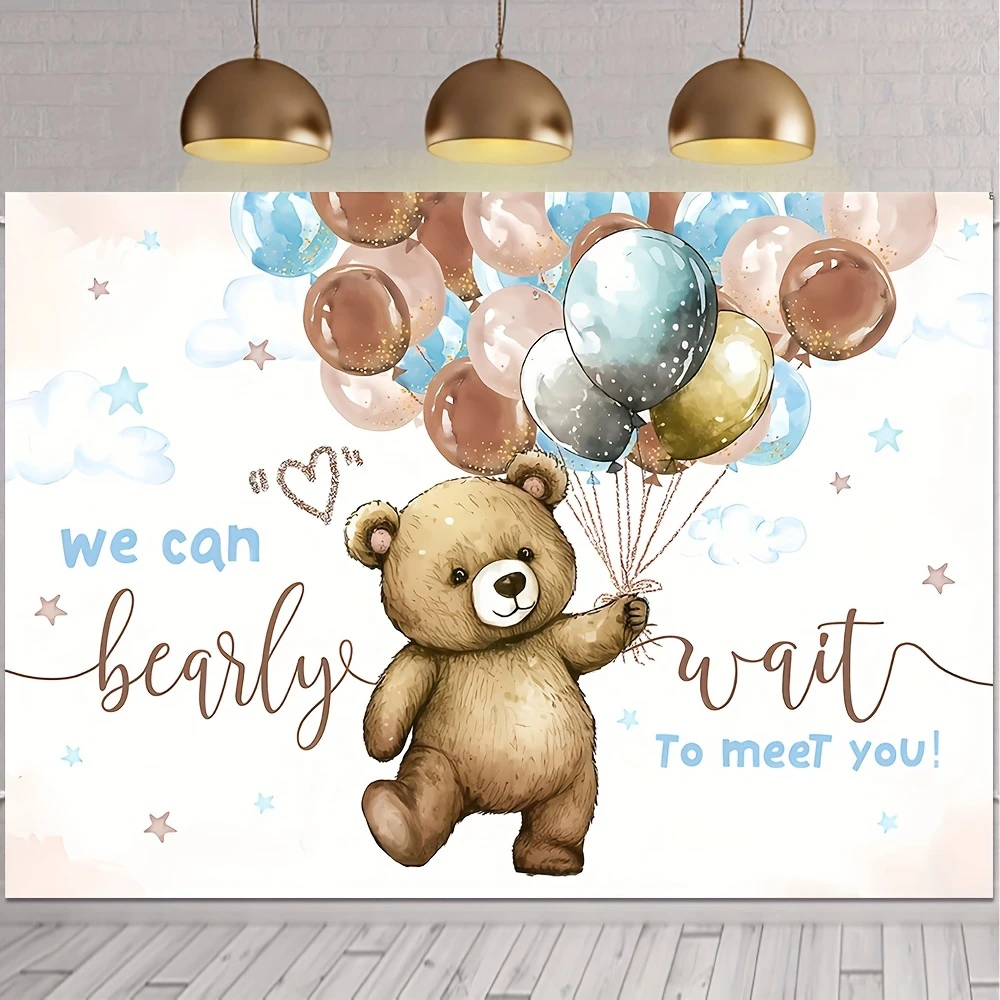 Baby shower decoration watercolor balloon teddy bear baby shower boy background decoration studio props