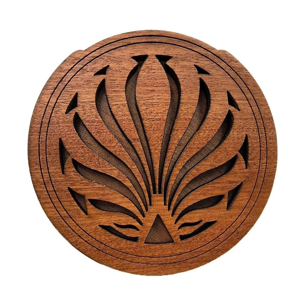 Wood Guitar Soundhole Cover Anti-Feedback Decorative Cutout Acoustic Guitar Soundhole Cover 41 Inch Carved Pattern