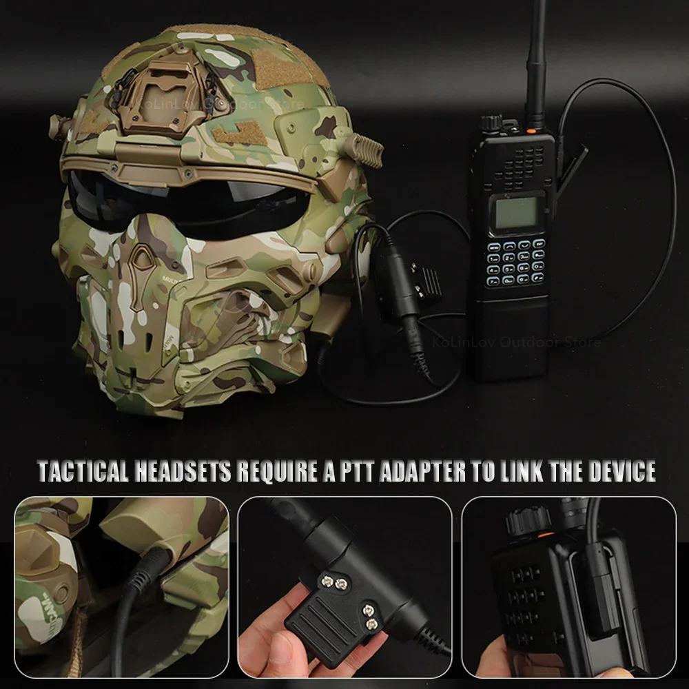 Militar Helmet FAST Helmet Built-in Communication Headset Anti-fog Fan W-Ronin Assault Helmet Detachable Mask Replacement Lens