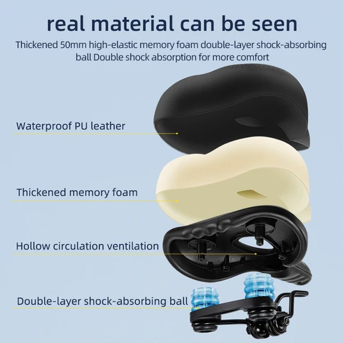 Imagen 2 del producto ROCKBROS-sillín de bicicleta hueco y transpirable, asiento de bicicleta de montaña y carretera, cojín para bicicleta absorbente de golpes, accesorio de cojín para ciclismo