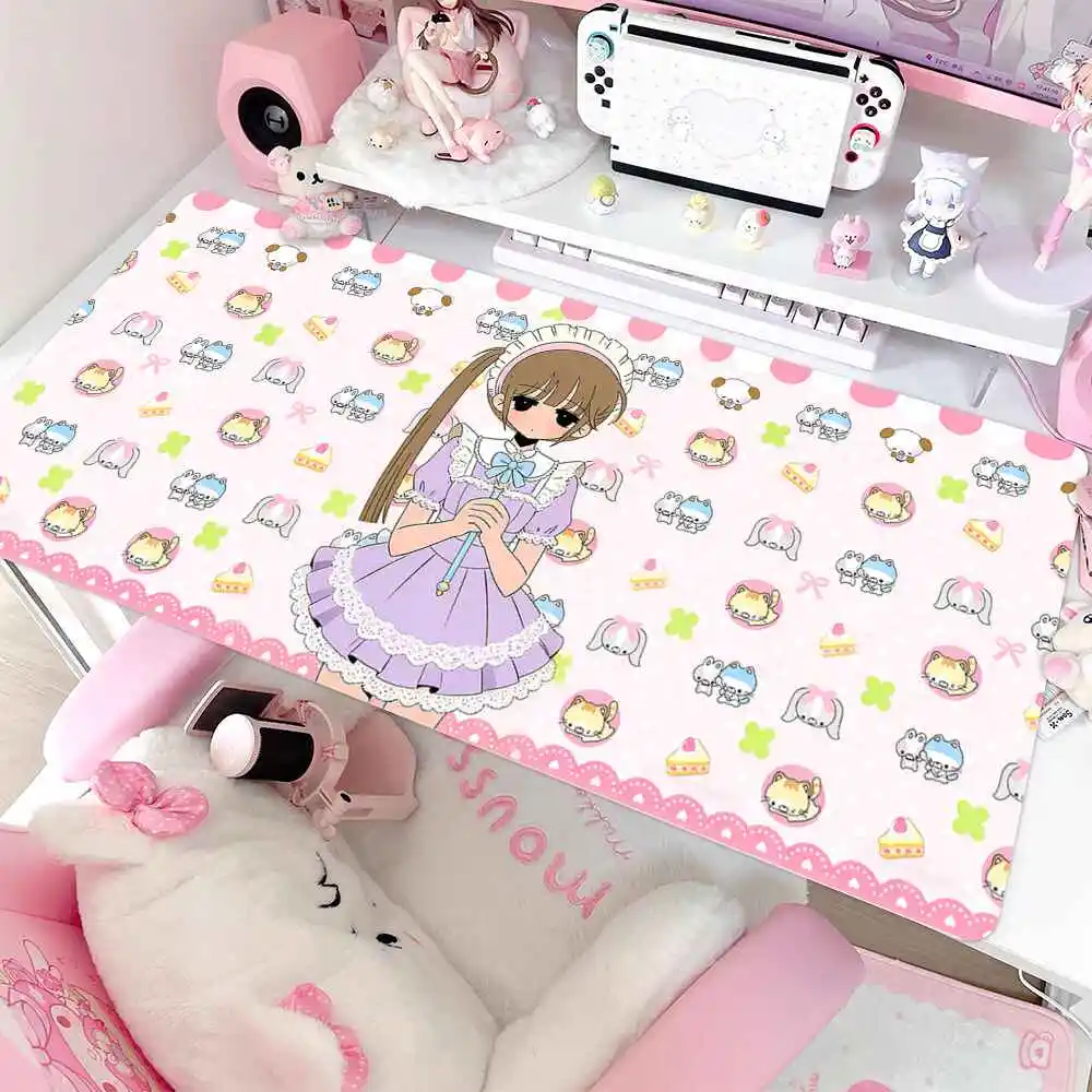 Japanese Uniform Girls Leather Mouse Pad Extra Large Retro Cute Kawaii Pink Office Computer Desk Mat Game Keyboard Pad Mousepad