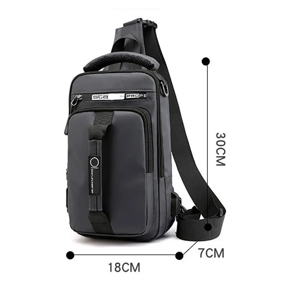 Men\'s Sling Crossbody Bag Anti-theft Chest Shoulder Messenger Backpack USB Port