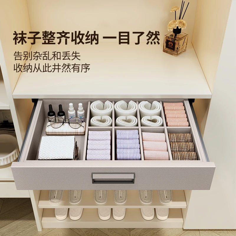 Socks drawer shoe cabinet built-in embedded household leather storage box cloakroom partition grid pumping