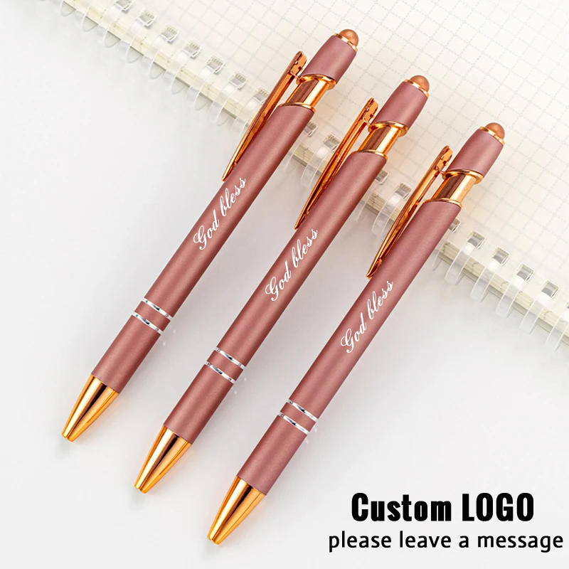 Personalized Creative Rose Gold Metal Ball Point Pen Customized LOGO Engraved Name Gifts Ideas School Stationery Office Supplies