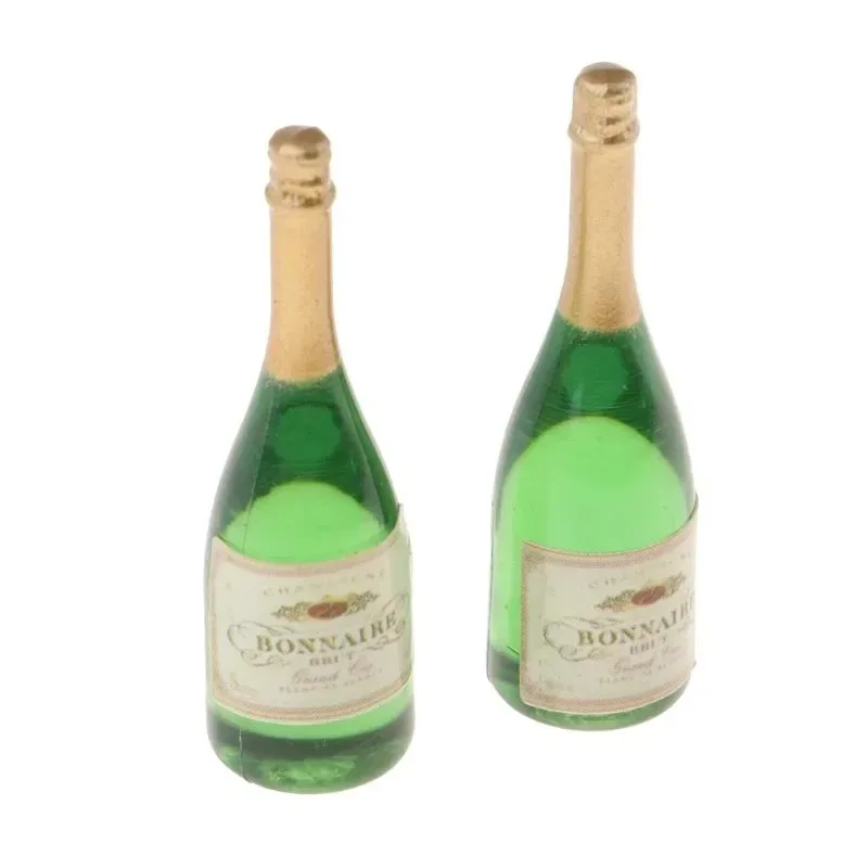 

2PCS Dollhouse 1:12 Miniature Wine Champagne Doll House Furnitures Miniature Dollhouse Toy Kitchen Wine Decoration Accessories 2