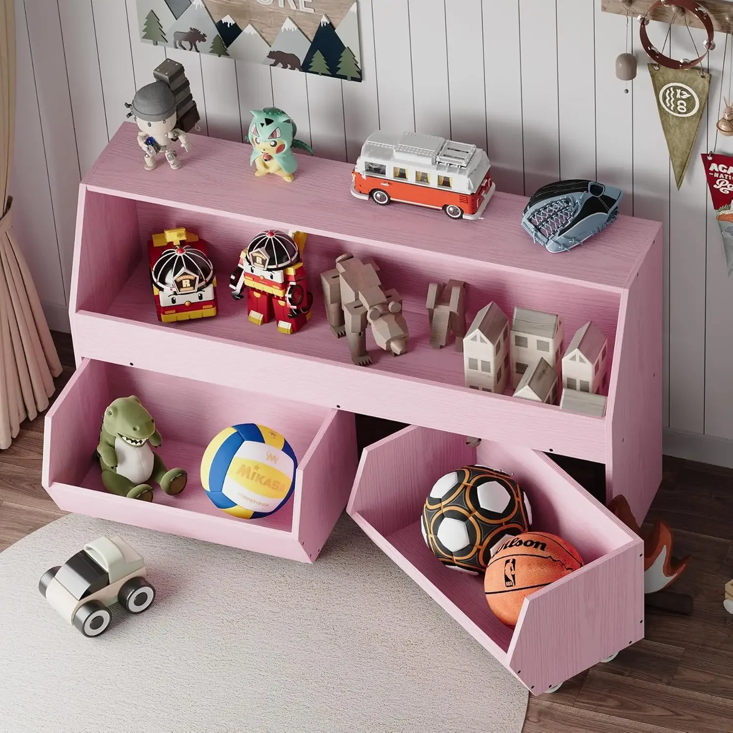 Toy Storage and Organizer for Kid, Boys and Girls -Functional Bookcase and Storage Bin with Mo Drawers, Children