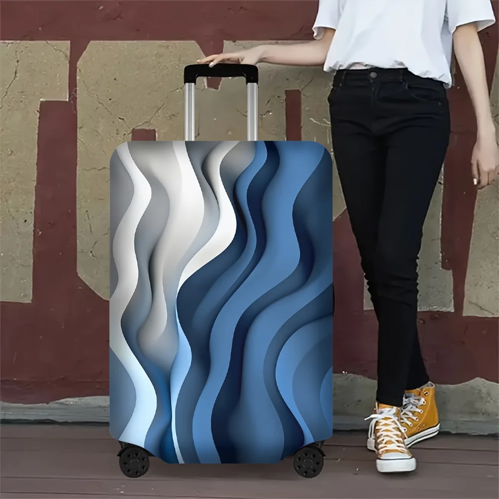 

1PC abstract wave design printed luggage cover for luggage sizes 18 – 32 inches; dust and elastic travel accessories to effectiv