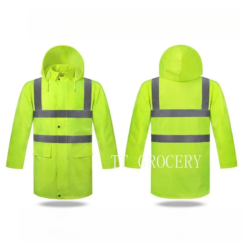 Reflective Rainwear Set High-Vis Waterproof Windproof Safety-Enhanced for Traffic Work Moto/E-Bike Riding  Outdoor Activities