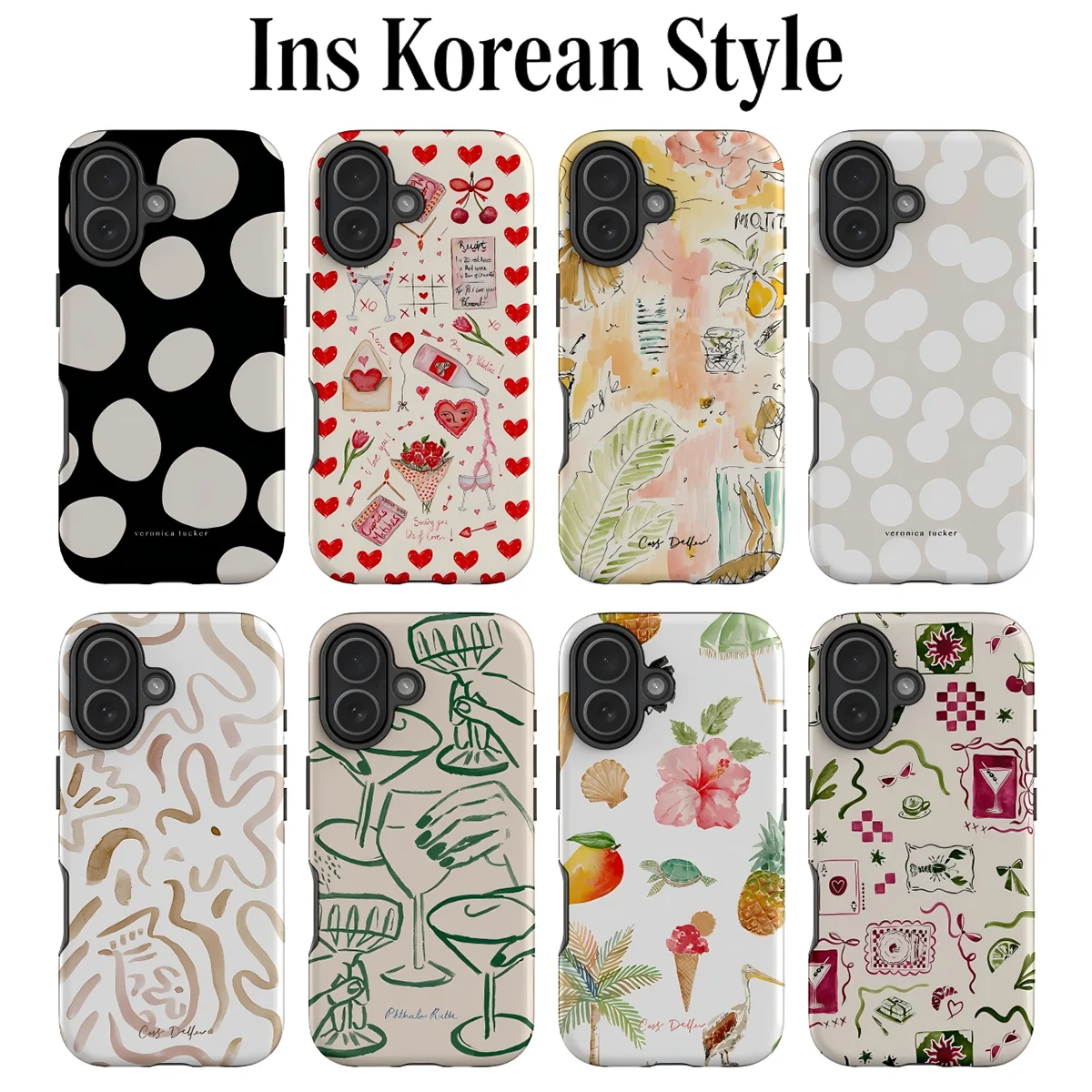 Luxury Clmj Korean Polka Dot Phone Case for Samsung Galaxy S23 S24 S25 S26 FE Plus Ultra Edge 4G 5G Luxury Double-layer Cover