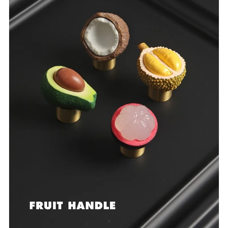 Creative Fruit shape Brass Cabinet Handles for Children's Room Modern Home Decor Drawer Dresser Knobs Single Hole Wardrobe Pulls