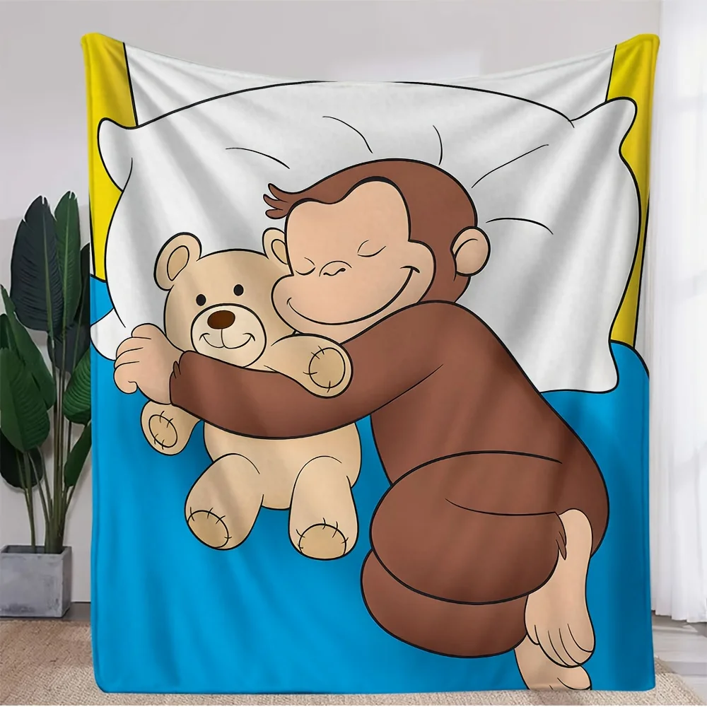 VIKAMA Curious George Cartoon Blanket, Cozy Pet Print, Soft Skin-Friendly Warm, Kids Room Nap Blanket