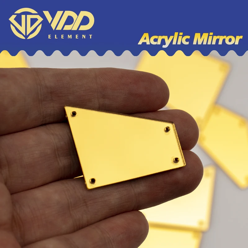 VDD 60/200 Stuks Mix Size Gouden Acryl Spiegel Naaien Steentjes Naai DIY Ambachten Platte Achterkant Stenen Voor kledingstuk Decoraties