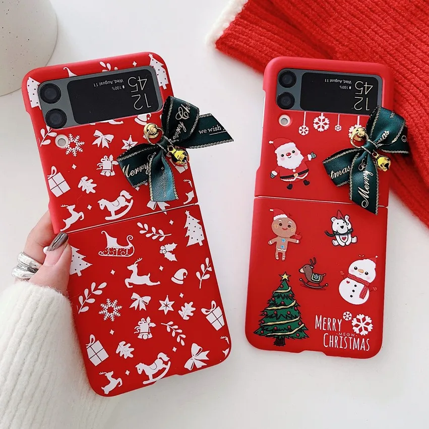 New Year Christmas Gift Phone Case For Samsung Z Flip 4 3 Santa Reindeer Soft Shockroof Case for Samsung Z Flip 4 Back Cover