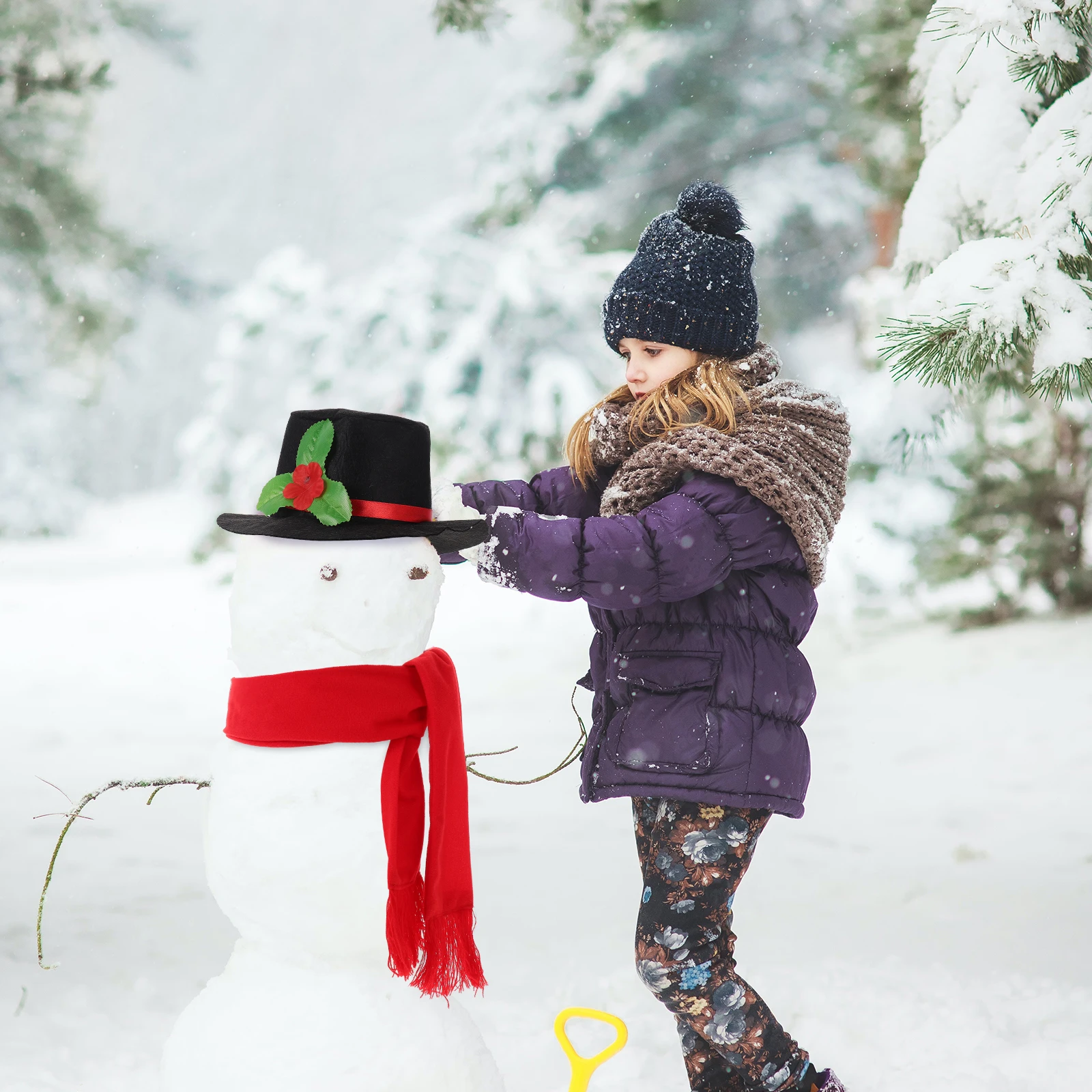 

Snowman Hat Scarf Set Decorating Kit Xmas Outdoor Decorations Craft Diy Accessories Make Christmas Dressing Wooden