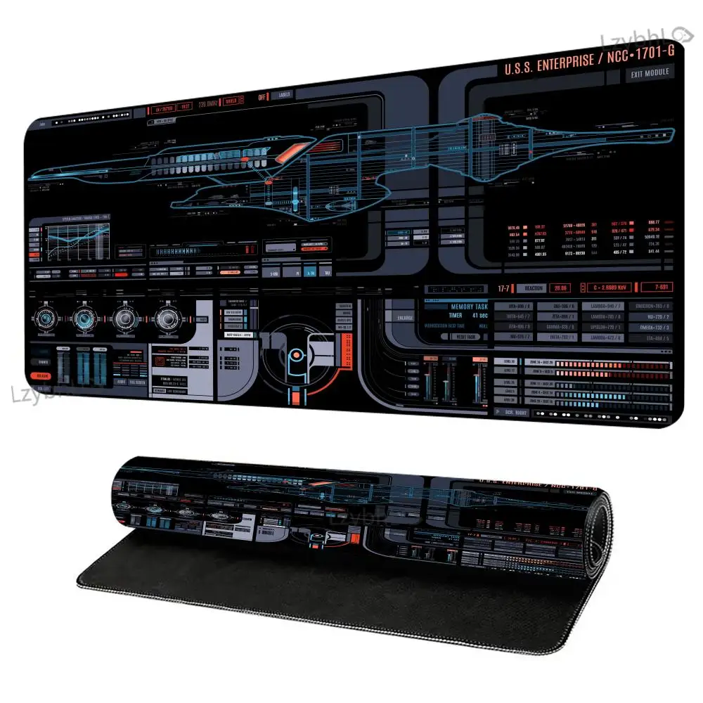 

Starship Blueprint Desk Pad XXL Large Game Rubber Mouse Pad Gamer Computer Office Accessories Long Keyboard Mat Anime Extended