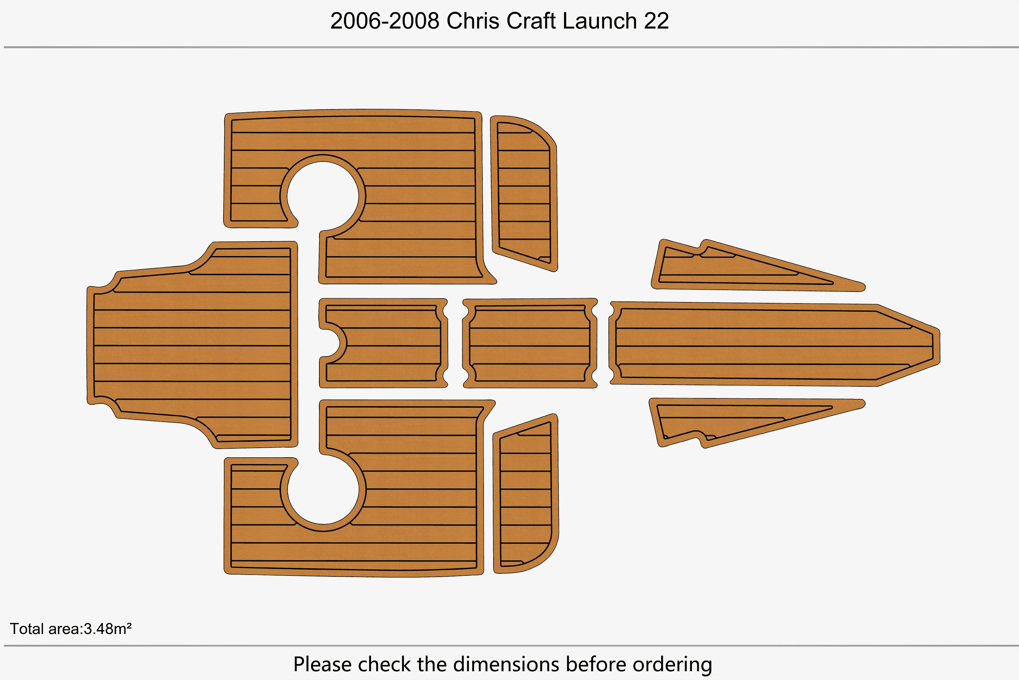 Non-Slip EVA Faux Teak Marine Self-Adhesive 6mm Yacht Cockpit Pad for 2006-2008 Chris Craft 22 Launch Boat Decking Easy Install