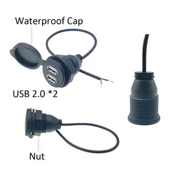 USB Female Base USB 2.0 Port 2.0 USB Lamp Power Charging Socket Connector With Dust Cover CableThreaded Double Layer