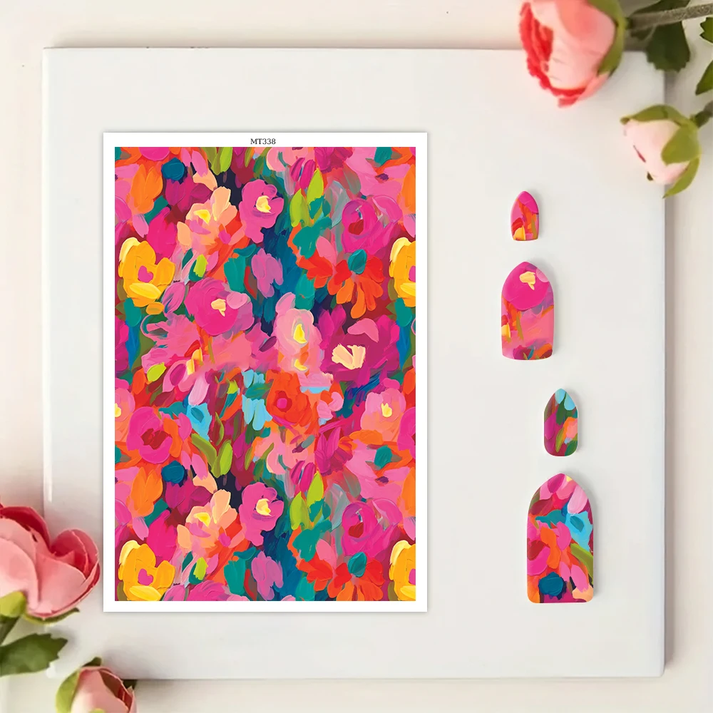 Daisy Flower Foilage Mushroom Polymer Clay Transfer Paper Abstract Pattern Stickers for DIY Jewelry Earrings Printing Paper