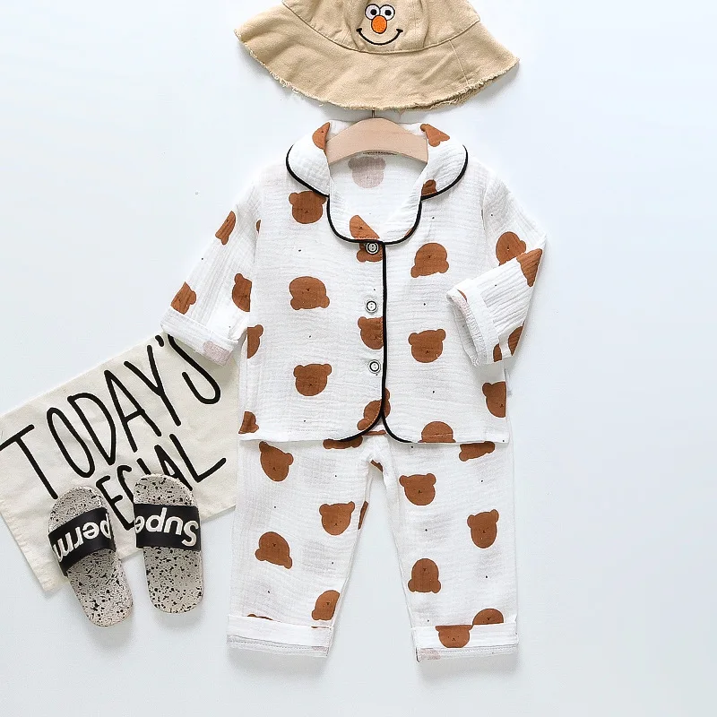 

100% Cotton Two-piece Pajama Set for Boys and Girls, 1-3Y Long Sleeve Pajamas